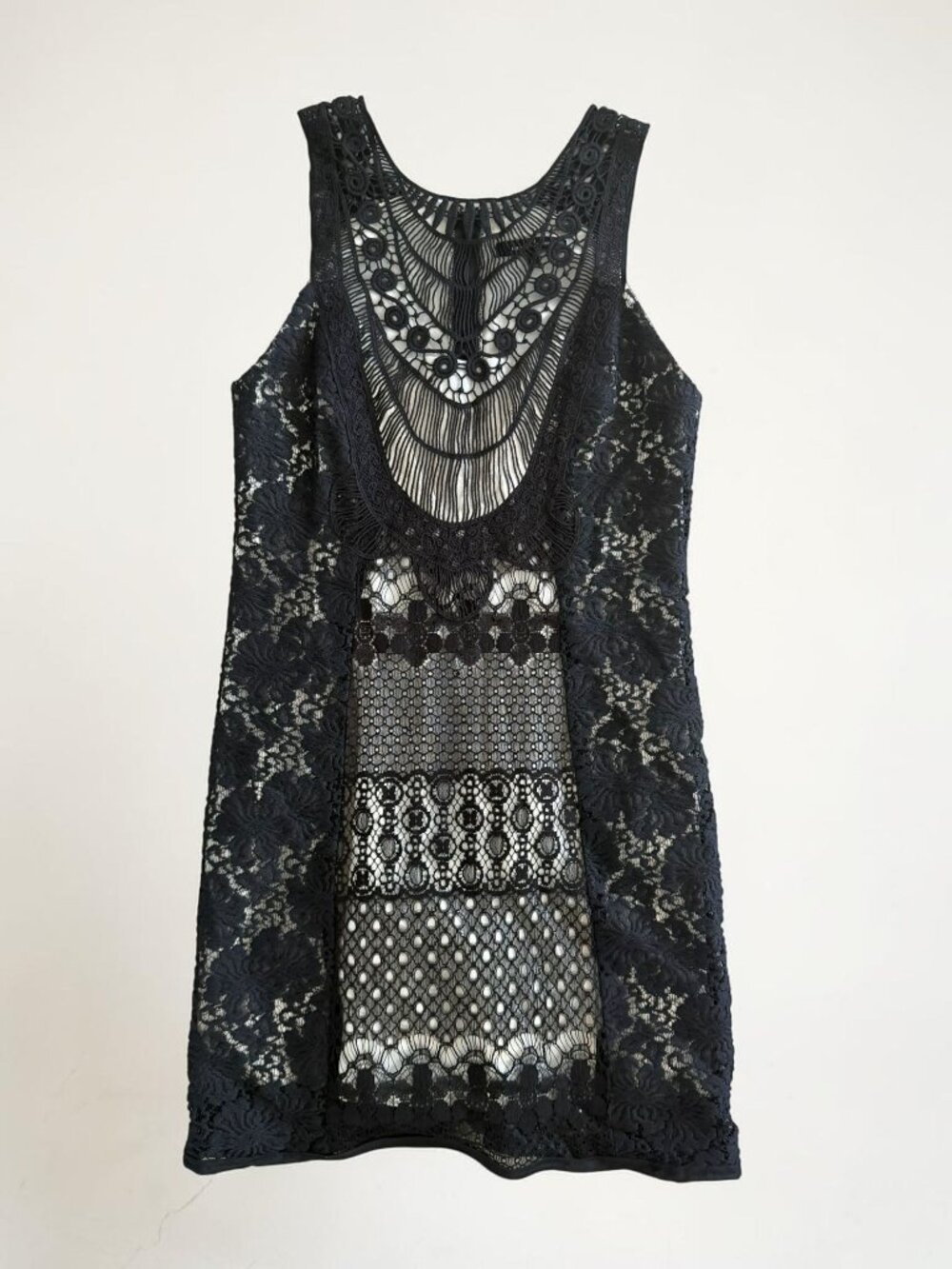 NANETTE LEPORE Black Knit Detail Cocktail Dress Size 4